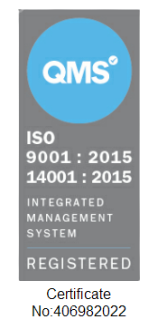 QMS ISO 9001 : 2015 14001 : 2015 Integrated Management System Registered Certificate No 406982022